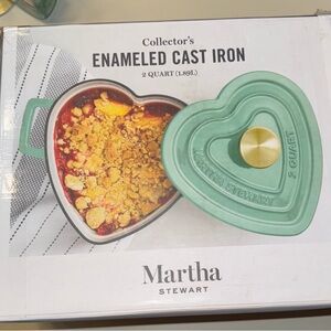 Martha Stewart Green Enameled Cast Iron Heart-Shaped 2 Quart
